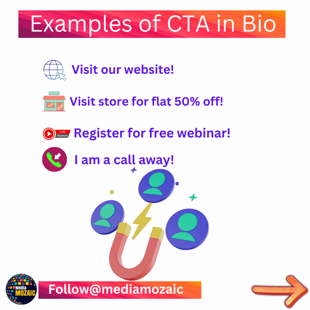 Call to Action Instagram, Importance and Examples of Instagram CTA 2 examples of CTA in instagram Bio