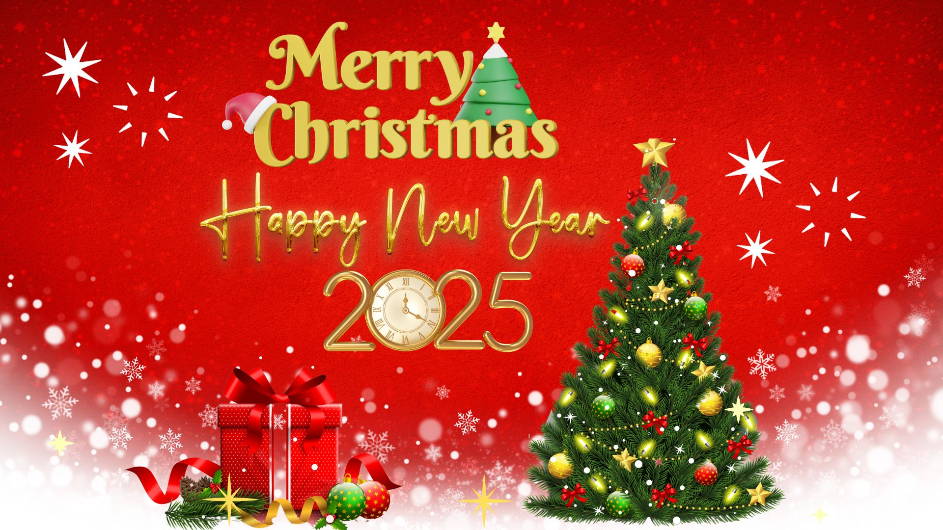 Free Downloadable Animated Merry Christmas & Happy New year Greetings 2025 Media Mozaic