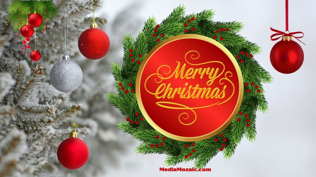 20 Stunning Christmas Backgrounds | Merry Christmas Wallpapers 15 christmas wreath background, merry christmas wallpaper, pine and baubles, festive greeting card design, winter holiday backdrop