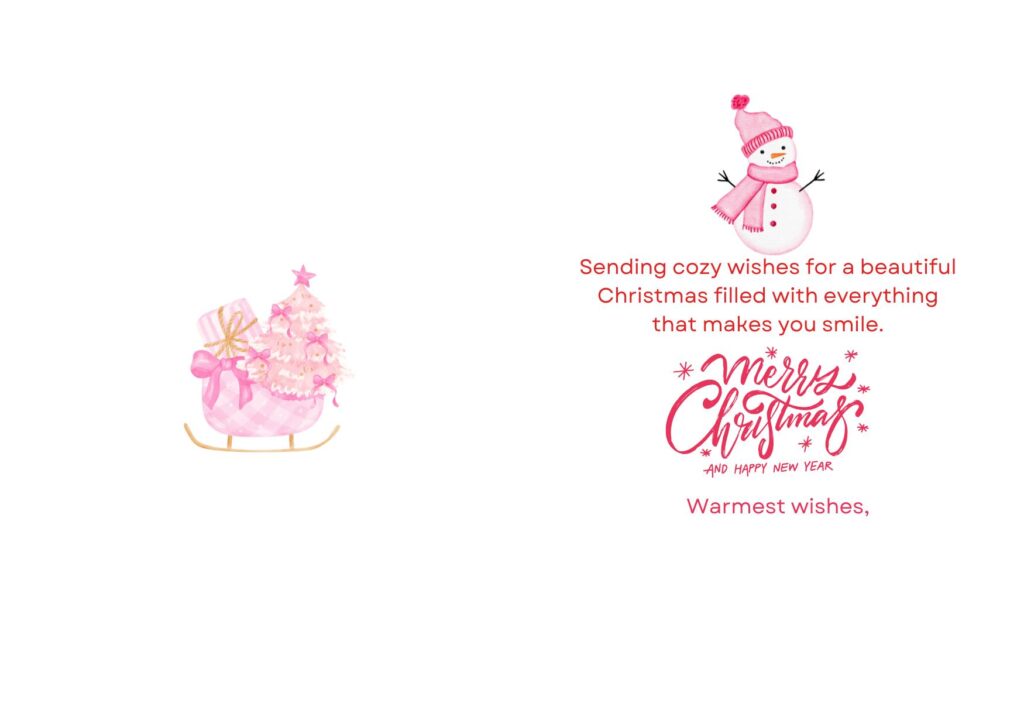 Printable Christmas Cards | Merry Christmas Cards for Printing | Free christmas Cards to Download 24 printable christmas cards, portrait printable card for christmas, free christmas printable, pink christmas card, girly holiday card, watercolor snowman, pastel winter printable, soft christmas greeting