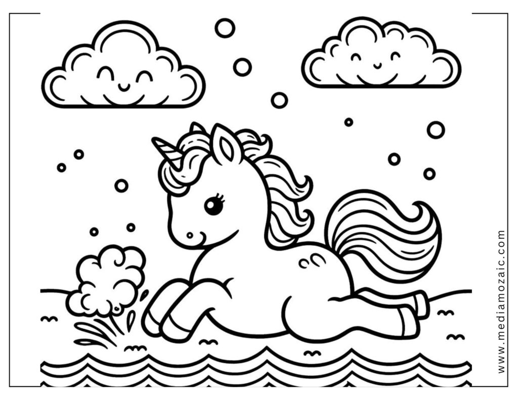 baby unicorn coloring sheets for kids, cute unicorn coloring pages, unicorn coloring page, 