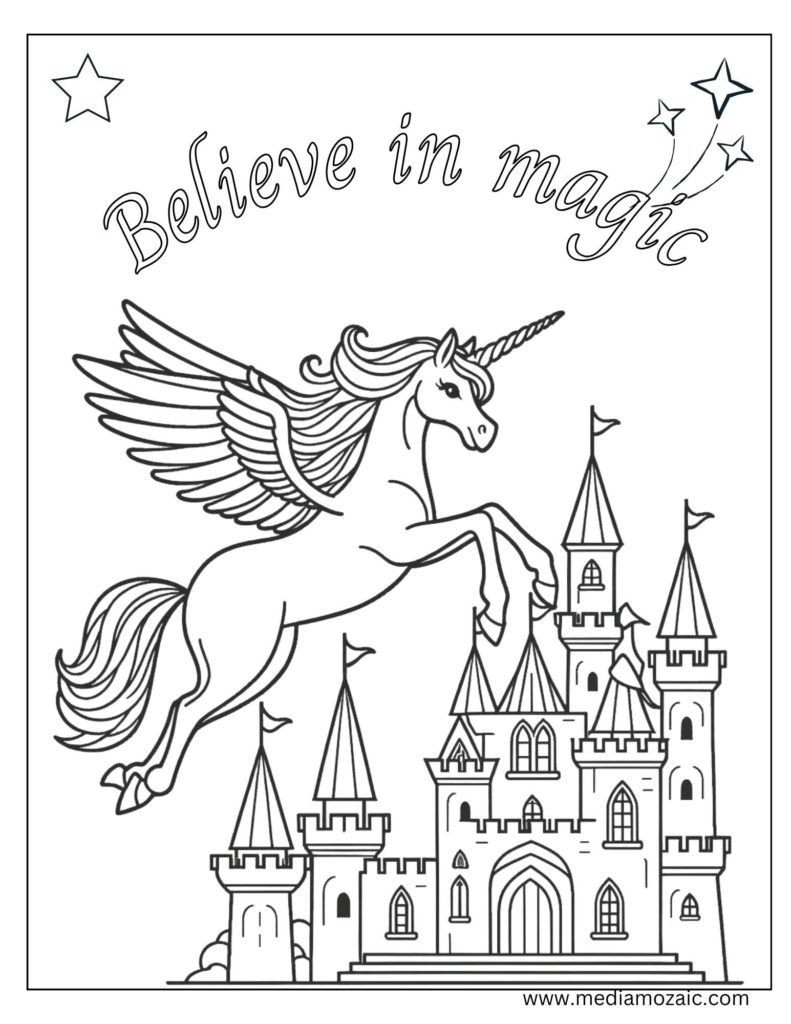 believe in magic unicorn images for coloring, 