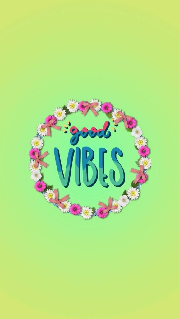 good vibes phone wallpaper, phone wallpaper green with flower wreath,cute iPhone wallpapers, cute iPhone backgrounds, 