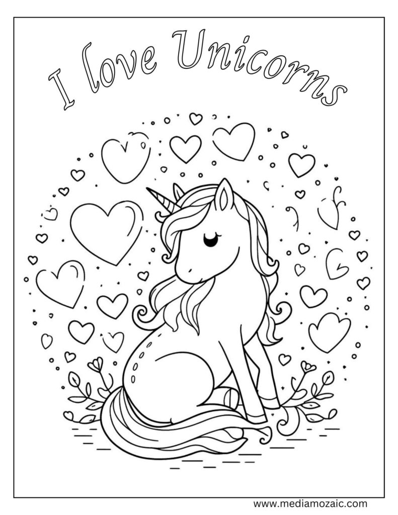 I love unicorns coloring images, unicorn coloring images, 