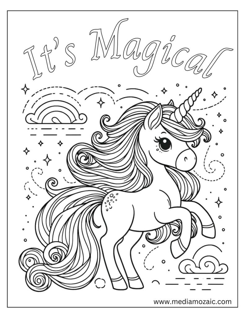 unicorn coloring sheets for kids, mama and baby unicorn coloring sheets, 