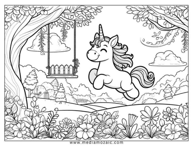 70 Unicorn Coloring Pages (Free Printable PDFs) 27 baby Unicorn Coloring Pages, playful unicorn coloring sheet for kids
