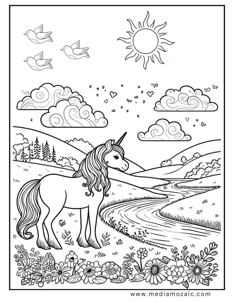 unicorn colouring images for kids, classic Unicorn Coloring Pages, alicorn coloring page, 