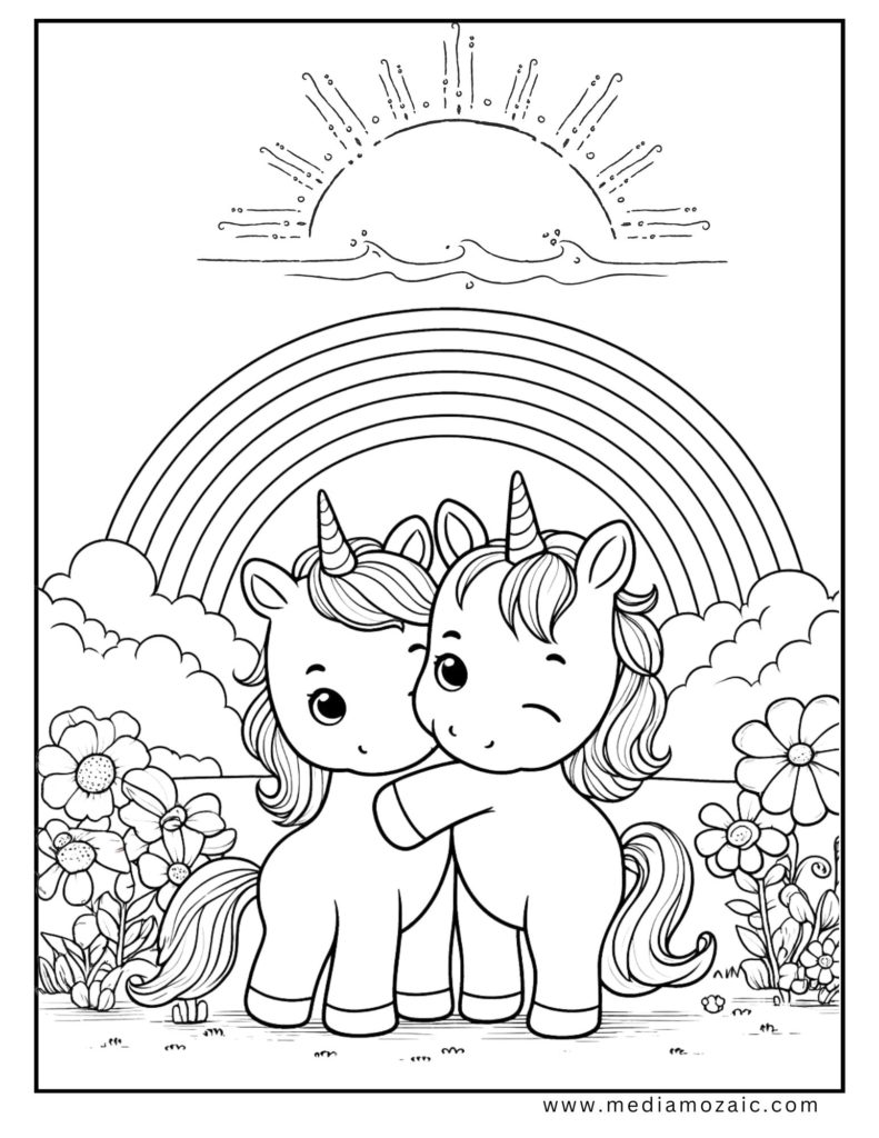 cute unicorn coloring pages,unicorn coloring pages, two Unicorn Coloring Pages free