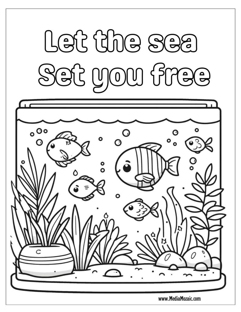 let the sea set you free, summer, fish coloring pages, coloring pages fish, aquarium, summer colouring sheets, free printable coloring pages