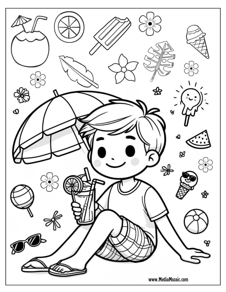 summer coloring pages printable pdf, colouring pages for summer holidays, summer coloring sheets, free printable coloring pages