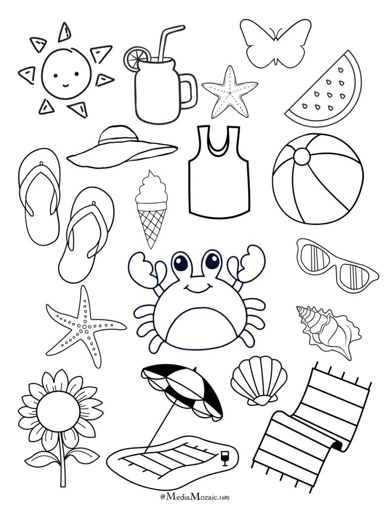 28 Free Printable Summer Coloring Pages (PDF Printables) 28 summer vibes coloring pages, summer coloring sheets, summer coloring pages,summer coloring pages printable pdf