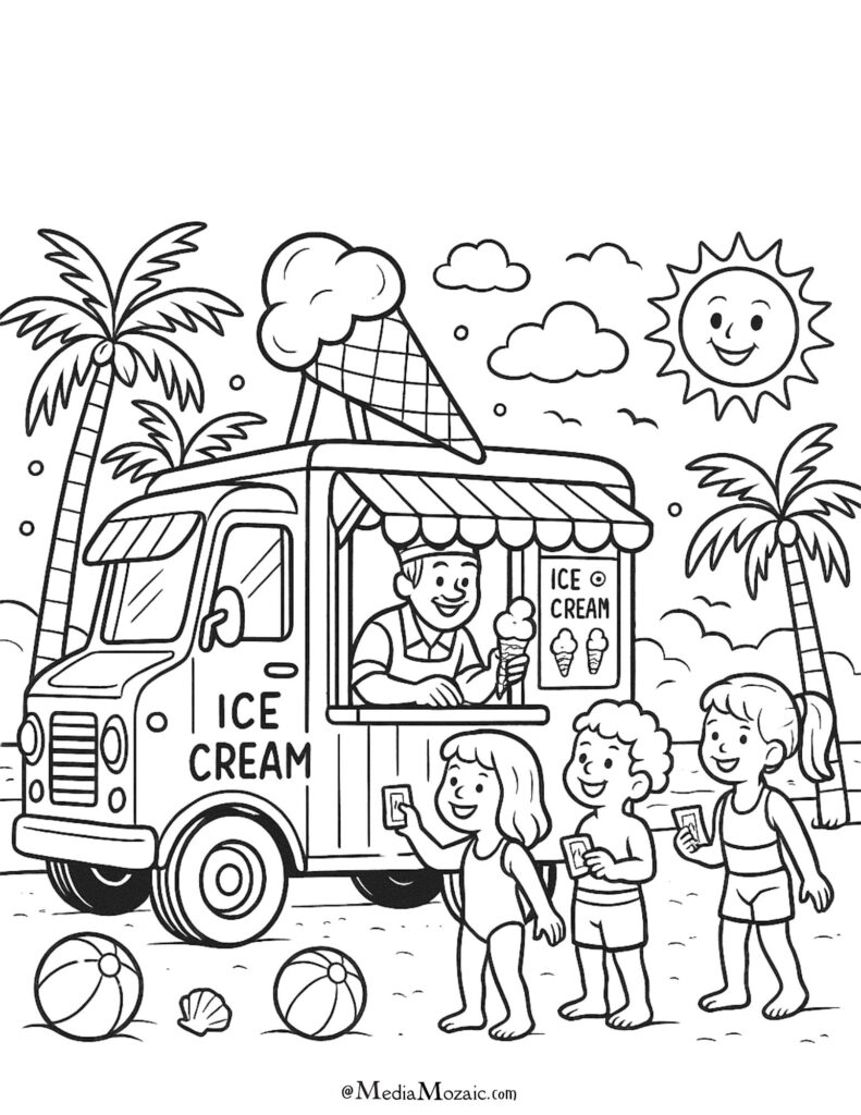 28 Free Printable Summer Coloring Pages (PDF Printables) 25 summer coloring page,happy summer holidays images for kids,summer vacation easy drawing for kids