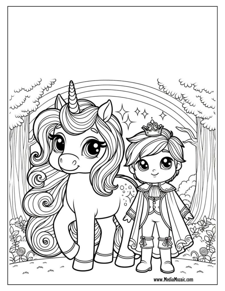 free printable animal coloring pages, cute unicorn images to color 