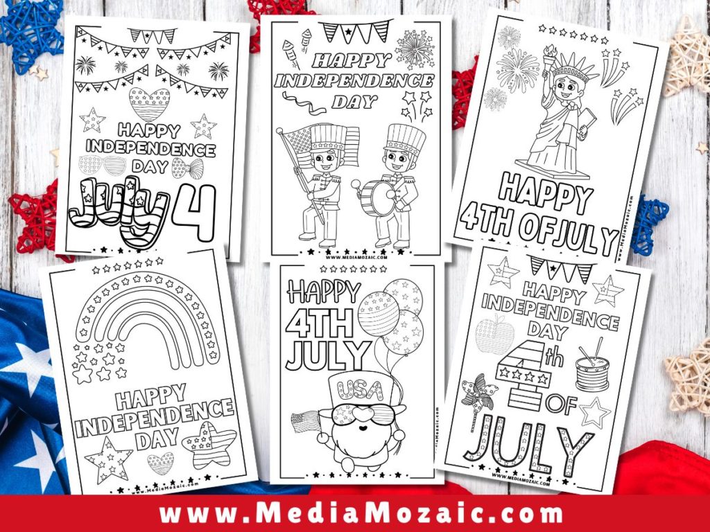 4th of July Coloring Pages, 6 Cute Printable PDFs