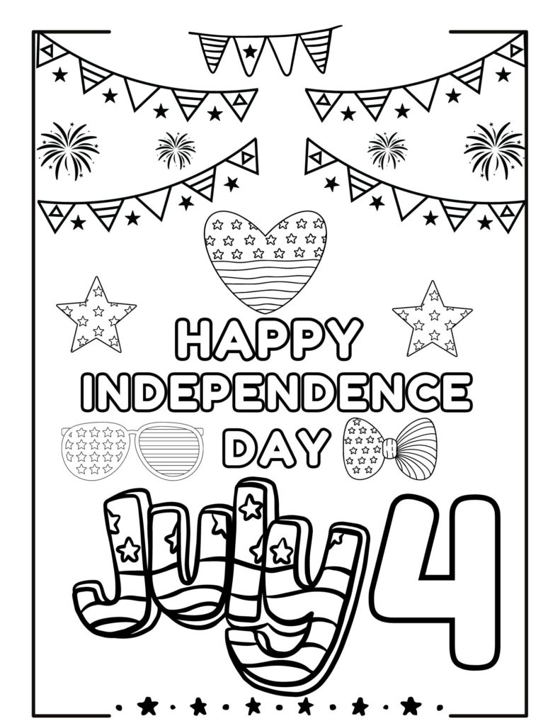 free printable coloring pages, July colouring pages, 4th of July celebration coloring page