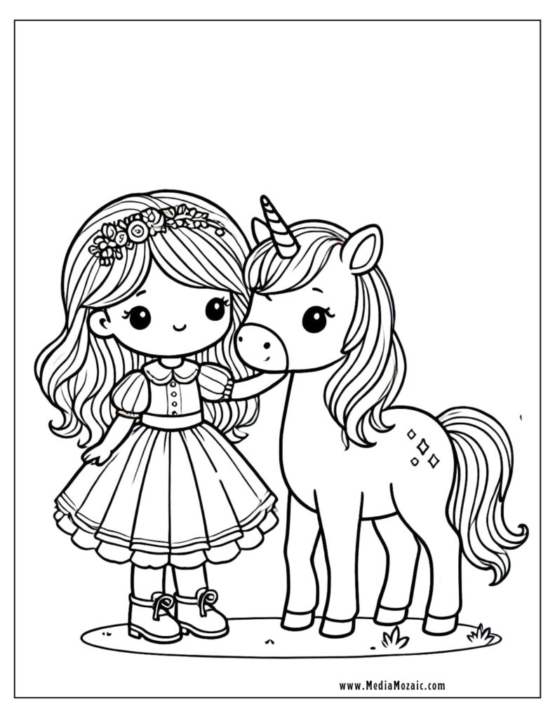 princess and Unicorn Coloring Pages free, princess and animal coloring pages, unicorn coloring sheets