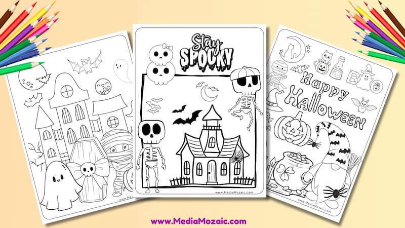 Free Printable Halloween Coloring Pages for Kids & Adults 10 cute halloween coloring pages 2 2