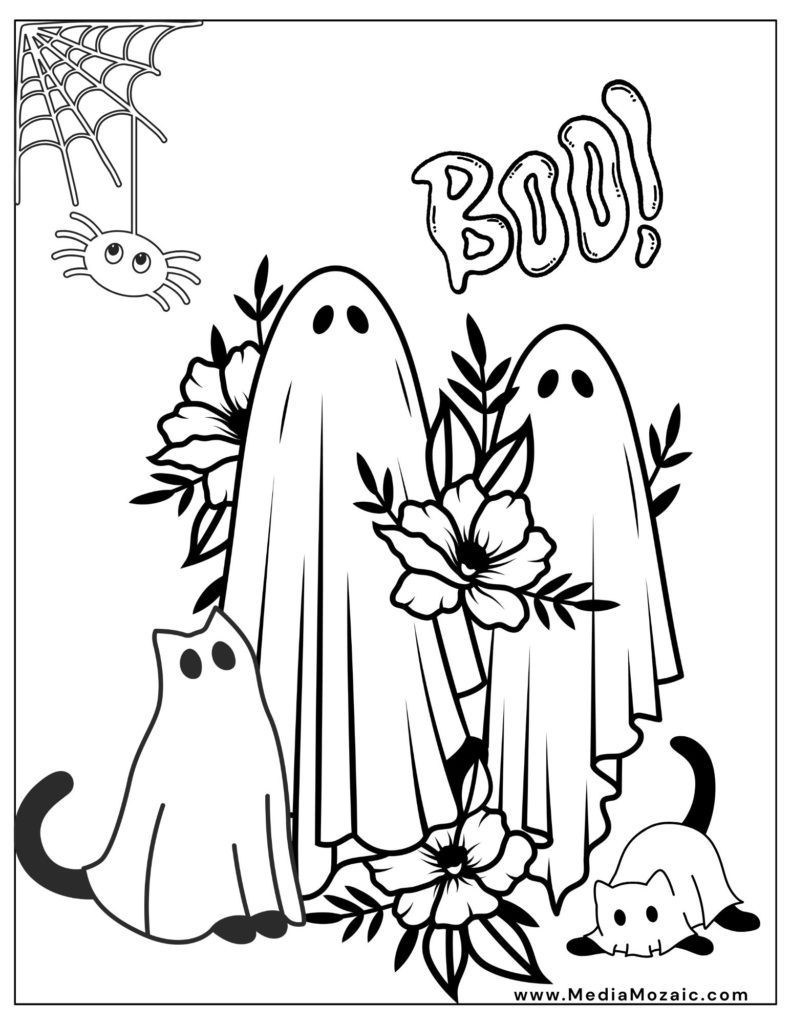 ghost coloring pages for halloween, ghost halloween coloring pages