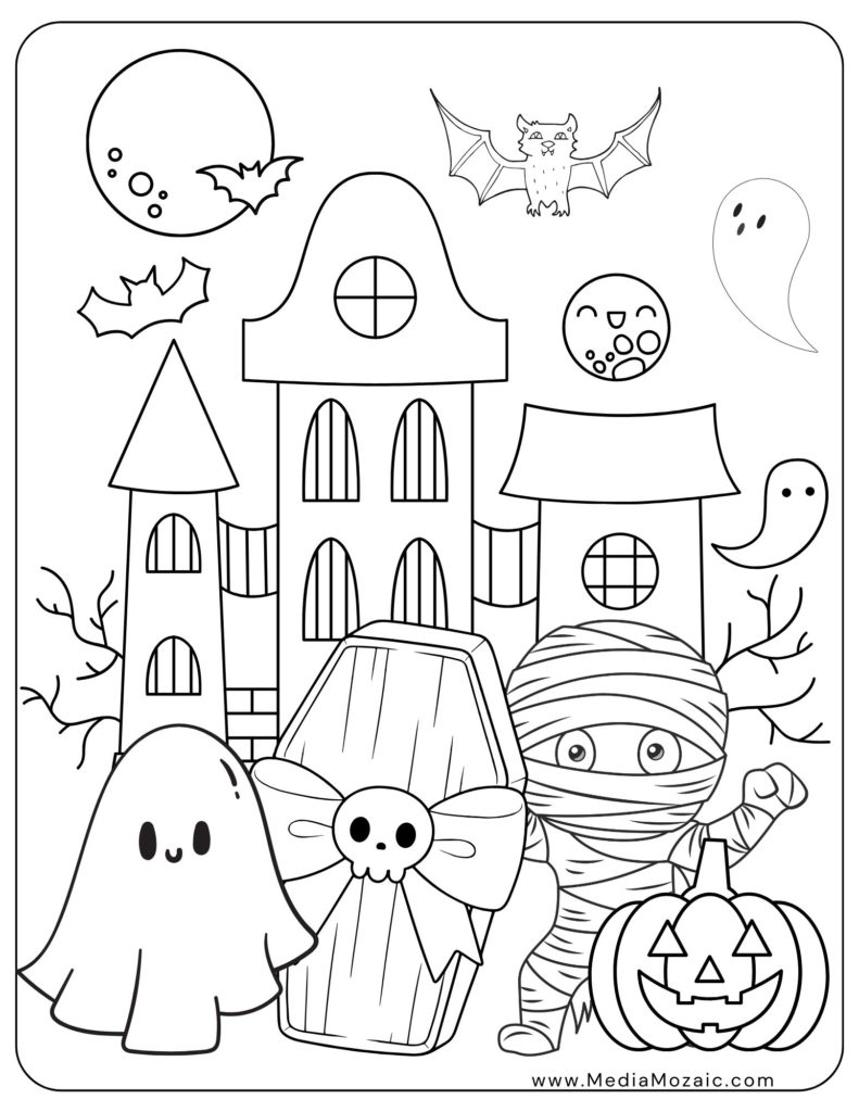 halloween printable coloring sheets, happy halloween coloring pages, spooky cute coloring book pdf free,cute spooky coloring pages, cute halloween coloring pages