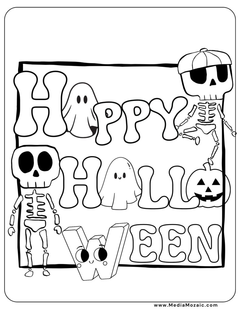 stay spooky coloring page, skeleton coloring page, happy Halloween coloring sheet,spooky cute coloring book pdf free,cute spooky coloring pages, cute halloween coloring pages