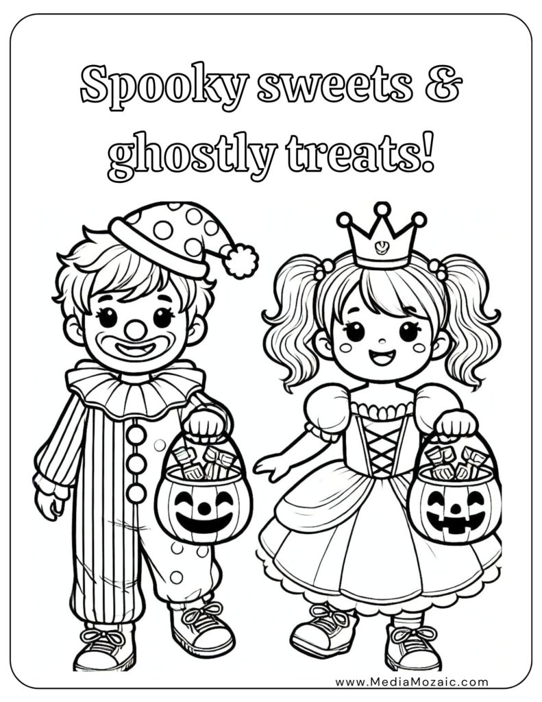 spooky sweets coloring pages, trick or treat coloring page, 