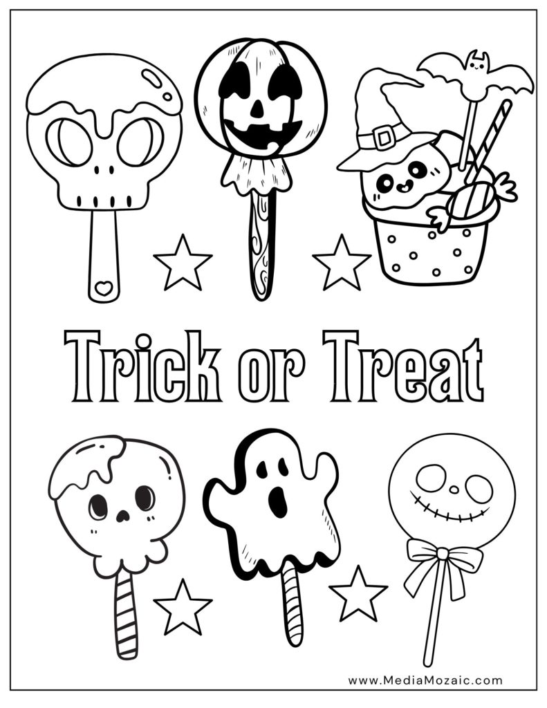 trick or treat bucket coloring pages, halloween coloring pages for kids