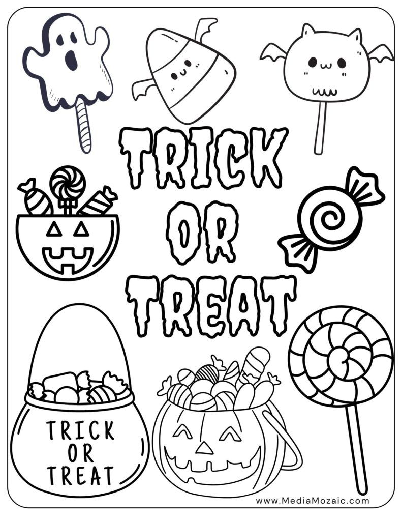 free printable, halloween coloring pages, trick or treat coloring pages for halloween