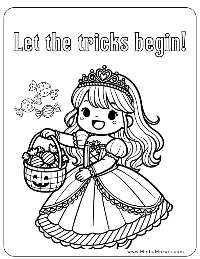 trick or treat , treat bucket coloring pages, halloween cute pages to color, 