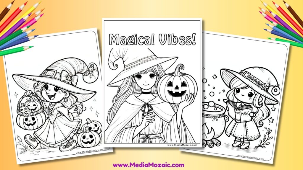 witch coloring pages, cute halloween witch coloring pages, 