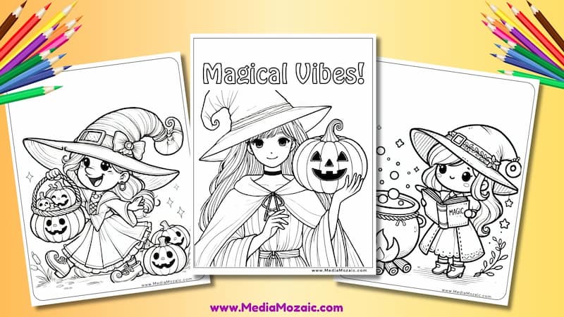 Free Printable Halloween Coloring Pages for Kids & Adults 8 witch coloring pages 1
