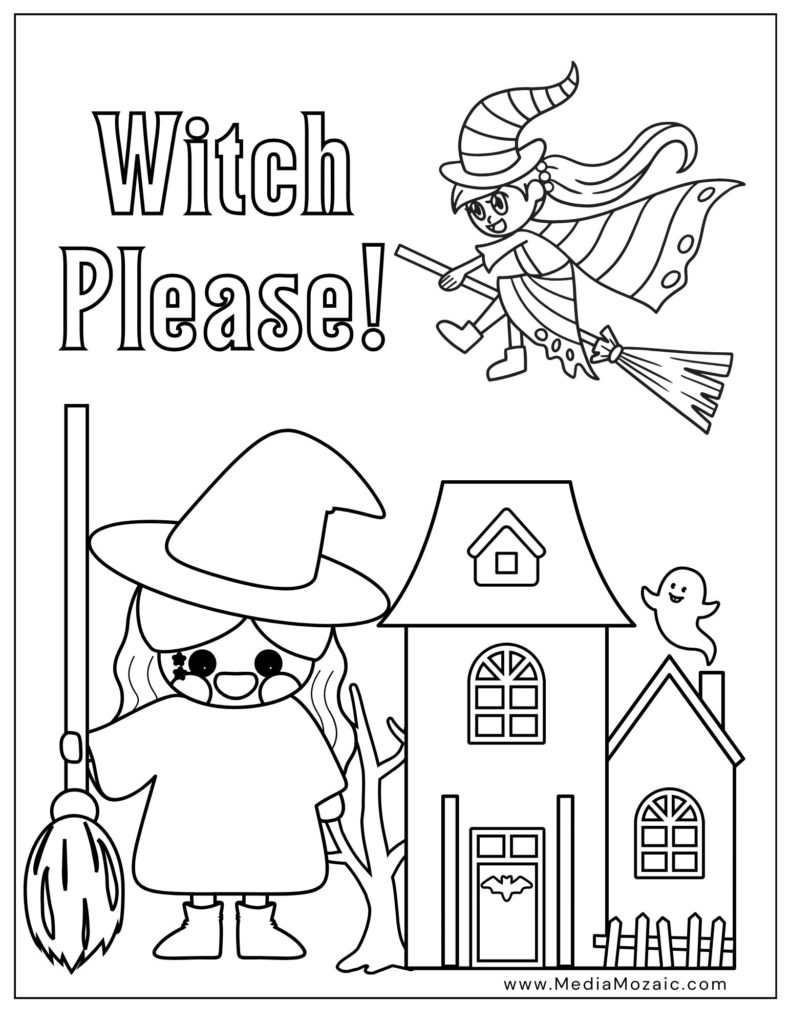 witch please coloring page, halloween coloring sheets, witches coloring images