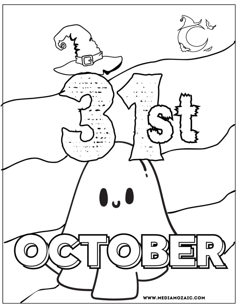 free fall coloring page, fall coloring pages, free printable October coloring page, 31st October coloring pages, free halloween printables