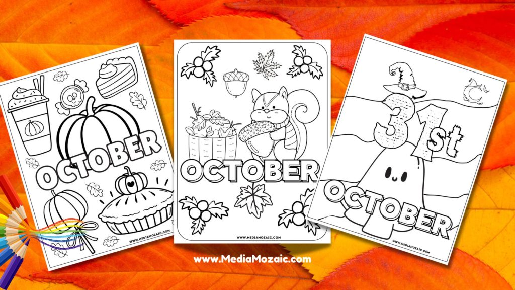 October coloring pages, fall coloring pages