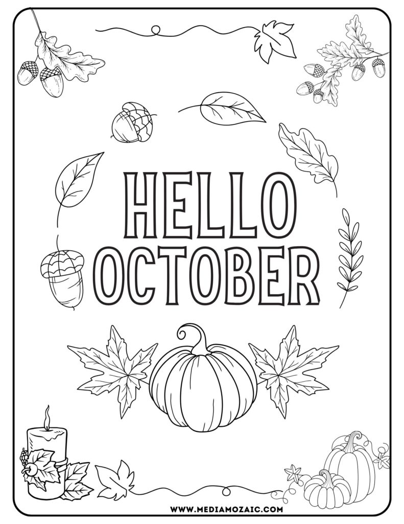 printable October coloring pages, October coloring sheets, free October images to color, fall coloring pages free printable