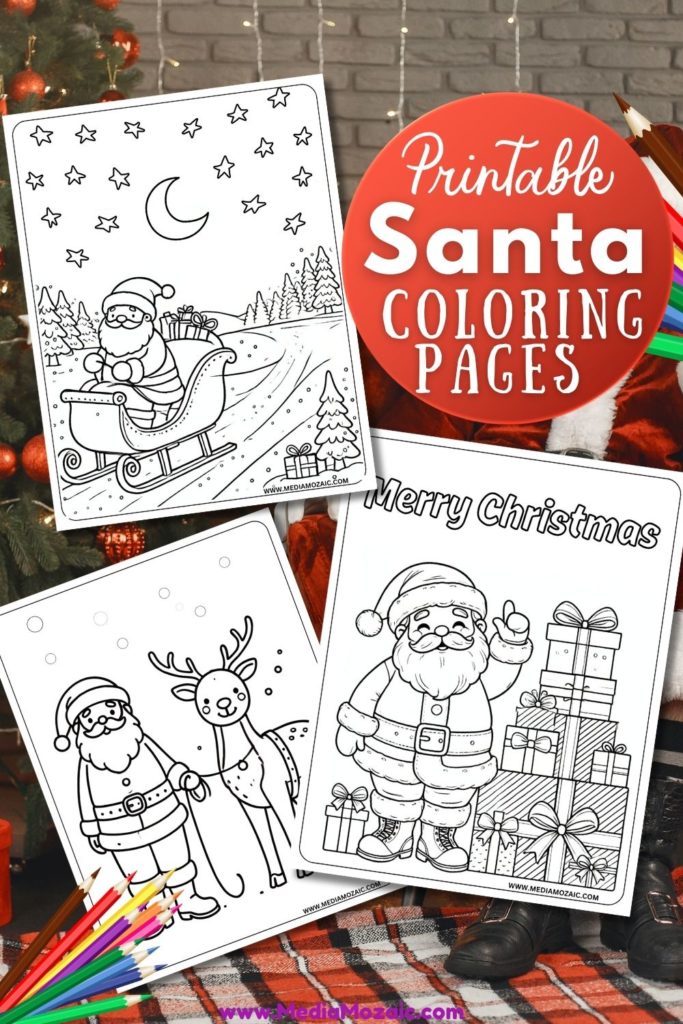 santa Coloring page, Christmas coloring page, santa printable coloring pages, Santa Claus coloring page,free printable santa coloring pages,