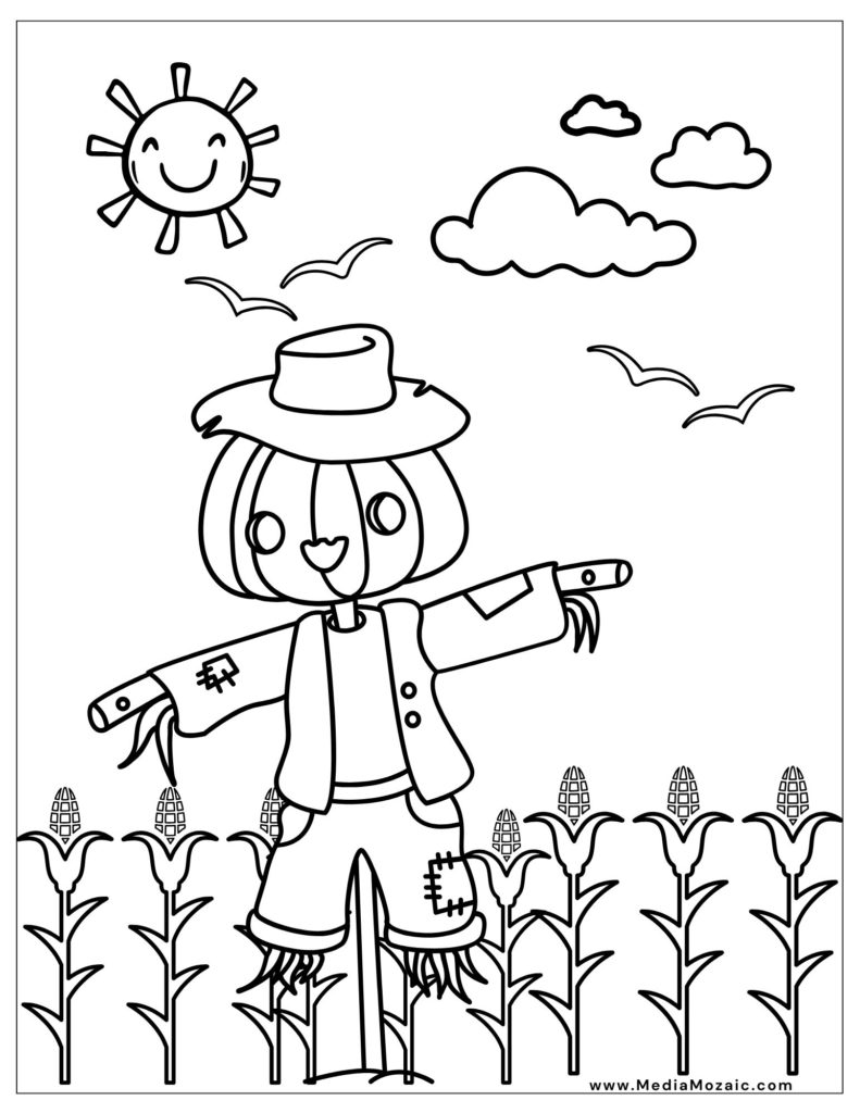 scarecrow coloring page, fall coloring page, fall coloring sheets, autumn colouring pages printable