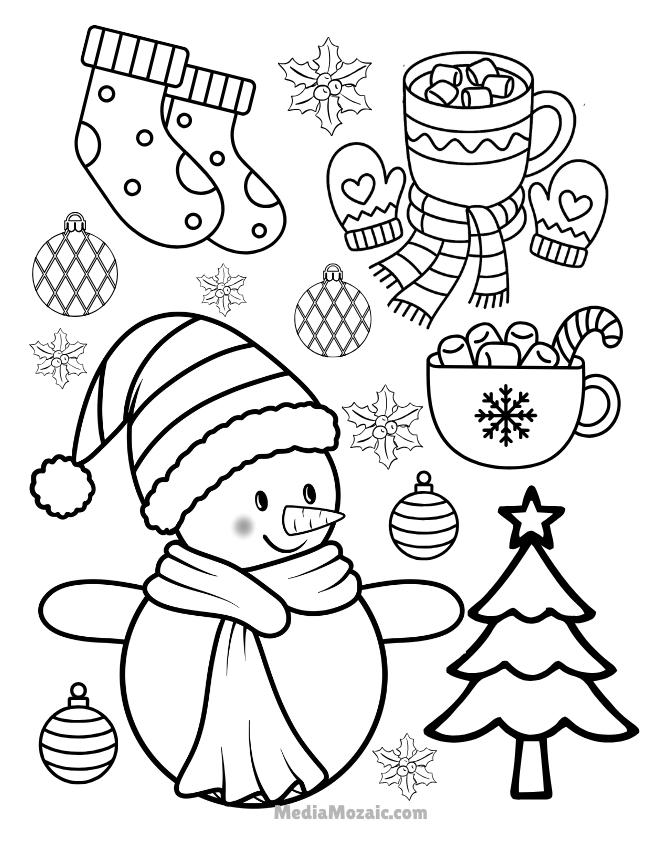 12 Free Printable Winter Coloring Pages for Kids & Adults 11 winter vibes coloring page, winter and december coloring page,