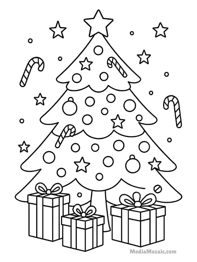 25 Free Printable Christmas Coloring Pages 24 Christmas tree colouring page with gift boxes and Christmas ornaments, free downloadable, Christmas colouring page, printable Christmas tree colouring sheet,christmas coloring sheets, printable Santa's workshop coloring pages, christmas coloring pages, christmas colouring sheets, free printable christmas coloring pages, christmas printable coloring pages, coloring page christmas, christmas coloring pages for adults, christmas colouring in pictures, christmas colouring pages free printable.