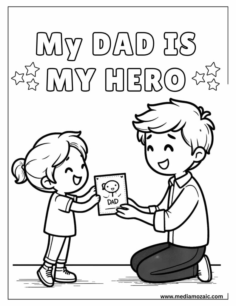 10 Free Fathers Day Coloring Pages PDF Printables | Father's Day 2025 11 father and daughter coloring page, father and son coloring sheet,