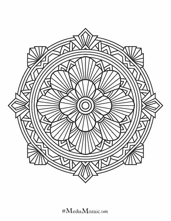25+ Free Printable Mandala Coloring Pages to Relax and Unwind (PDF Download) 19 geometrical mandala coloring pages, stress relief mandalas mental health coloring pages