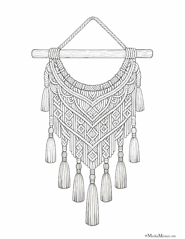 12 Free Printable Boho Coloring Pages 8 boho coloring pages for kids
minimalist boho coloring pages, macrames coloring, boho interior design coloring