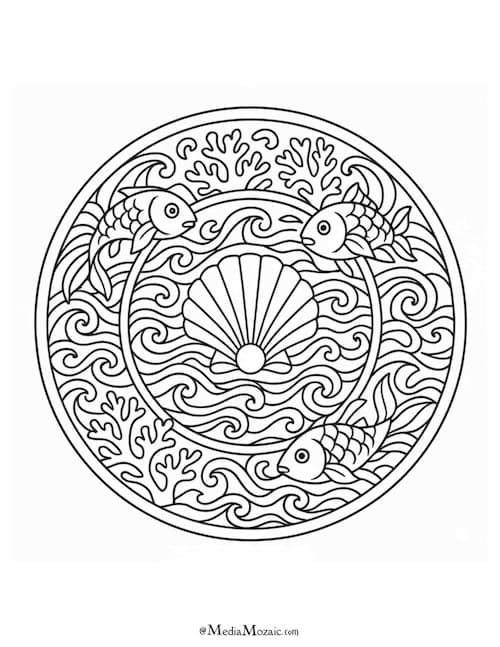 25+ Free Printable Mandala Coloring Pages to Relax and Unwind (PDF Download) 24 The Pearl of the Sea Mandala