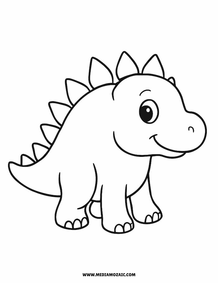 14 Simple & Cute Dinosaur Coloring Pages(Printable Free PDFs) 1 cute dino coloring pages for kids, dinosaur coloring pages free printable for kids