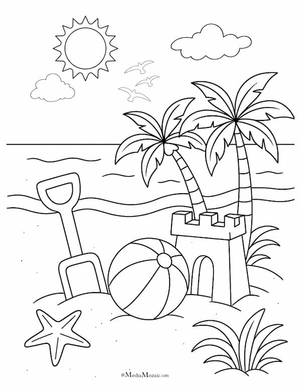 22 Beach Coloring Pages Free Printable PDFs 20 palm trees coloriong pages, beach coloring pages, sandcastle coloring