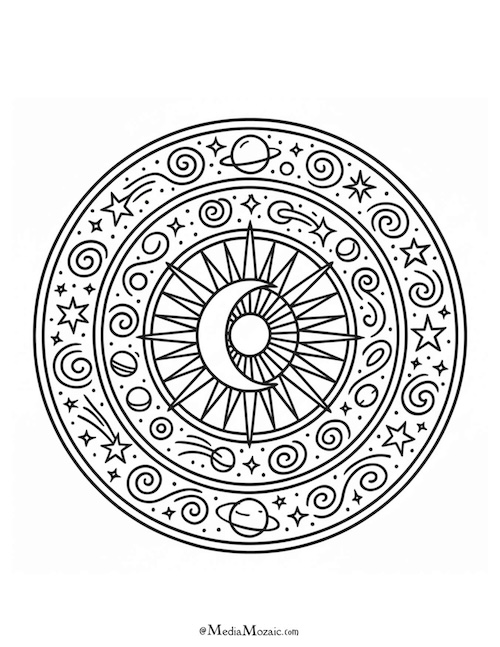 25+ Free Printable Mandala Coloring Pages to Relax and Unwind (PDF Download) 18 celestial mandala