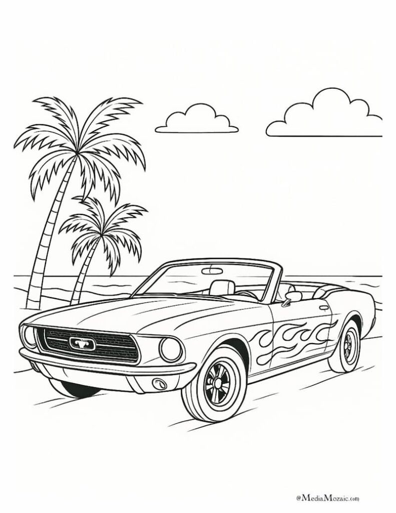 13 Free Printable Car Coloring Pages (PDF) 7 convertible coloring page, free printable coloring page, printable classic car coloring pages