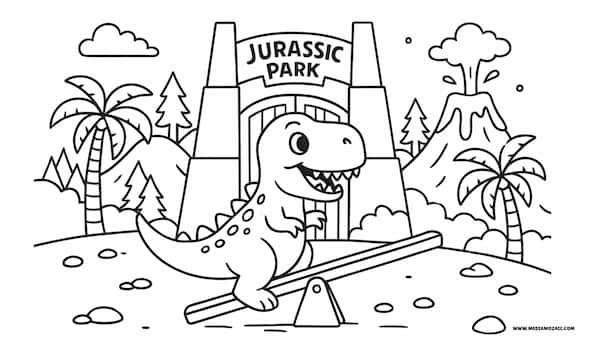 14 Simple & Cute Dinosaur Coloring Pages(Printable Free PDFs) 12 jurassic park dino coloring pages