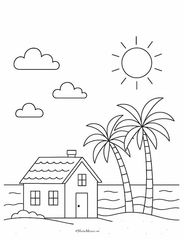 22 Beach Coloring Pages Free Printable PDFs 22 hut by the beach coloring page, beach coloring pages, hut coloring sheet