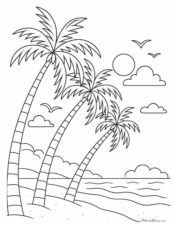 22 Beach Coloring Pages Free Printable PDFs 13 palm trees coloring pages, beach images to color, beach coloring pages, summer coloring pages