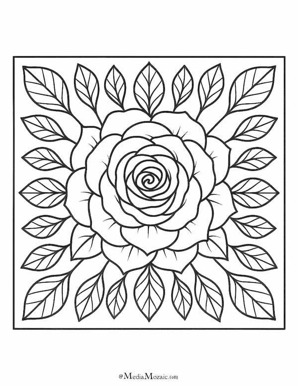 25+ Free Printable Mandala Coloring Pages to Relax and Unwind (PDF Download) 5 rose coloring page,
mandala flower coloring sheet,
floral coloring page for adults,
free printable rose design,
flower mandala coloring,mandala coloring pages pdf